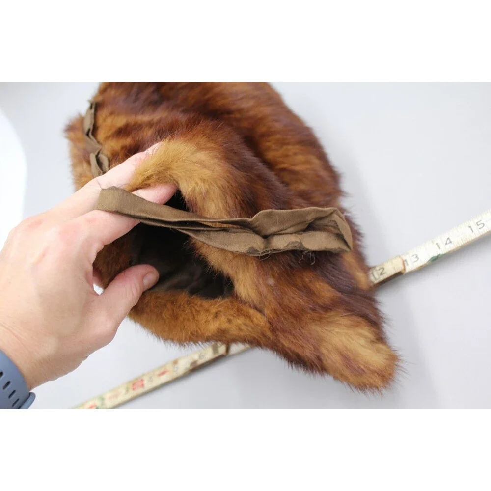 Vintage/Antique Fox Fur Hand Warmer w/Zip Coin Change Pocket & sm Leather Pouch